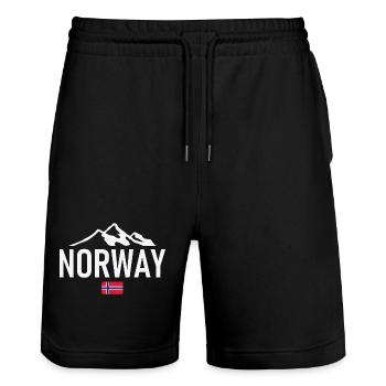 Norway - Norge - Norway - Flag - Scandinavia - Stanley/Stella Trainer Unisex Organic Jogging Shorts - black - Front - Nik (191cm) & Marisol (170cm)