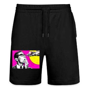 Retro Innovatives und surreales Denken - Stanley/Stella Unisex Bio Joggingshorts Trainer  - Schwarz - Vorne - Nik (191cm) & Marisol (170cm)