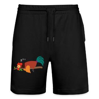 Pyjama coq, pyjama poulet, chemise de nuit, cadeau - Short de jogging bio TRAINER Stanley/Stella unisexe - noir - Devant - Nik (191cm) & Marisol (170cm)