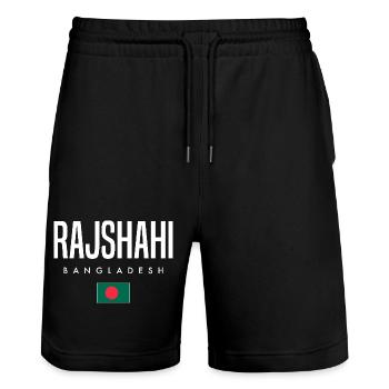 Rajshahi Bangladesch - Stanley/Stella Unisex Bio Joggingshorts Trainer  - Schwarz - Vorne - Nik (191cm) & Marisol (170cm)