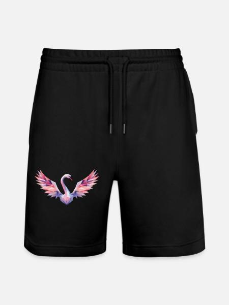Geometric Swan with Gradient - Stanley/Stella Trainer Unisex Organic Jogging Shorts - black