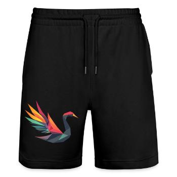 Cygne géométrique avec des ailes arc-en-ciel - Short de jogging bio TRAINER Stanley/Stella unisexe - noir - Devant - Nik (191cm) & Marisol (170cm)