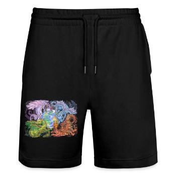 Fantasy Seasons Dragons Earth Mythology - Stanley/Stella Trainer Unisex Organic Jogging Shorts - black - Front - Nik (191cm) & Marisol (170cm)