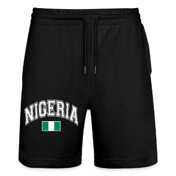 Drapeau du Nigéria - Short de jogging bio TRAINER Stanley/Stella unisexe - noir - Devant - Nik (191cm) & Marisol (170cm)