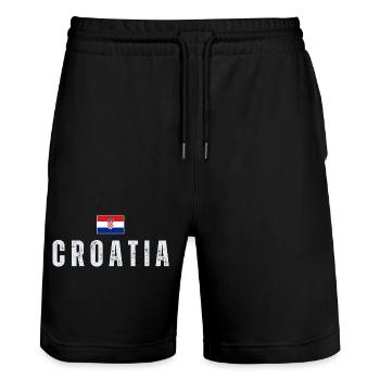 Drapeau croate, j’adore la Croatie - Short de jogging bio TRAINER Stanley/Stella unisexe - noir - Devant - Nik (191cm) & Marisol (170cm)