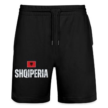 Fabriqué en Albanie, drapeau de l’Albanie - Short de jogging bio TRAINER Stanley/Stella unisexe - noir - Devant - Nik (191cm) & Marisol (170cm)