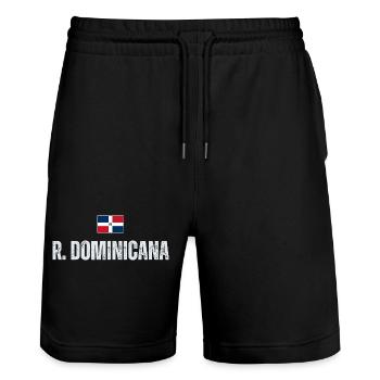 Dominican Pride, I Love Dominican Republic - Stanley/Stella Trainer Unisex Organic Jogging Shorts - black - Front - Nik (191cm) & Marisol (170cm)