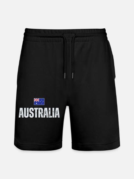 Flag Australia, I love Australia - Stanley/Stella Trainer Unisex Organic Jogging Shorts - black