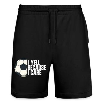 Ich schreie, weil es mir wichtig ist, Fußball-Elte - Stanley/Stella Unisex Bio Joggingshorts Trainer  - Schwarz - Vorne - Nik (191cm) & Marisol (170cm)