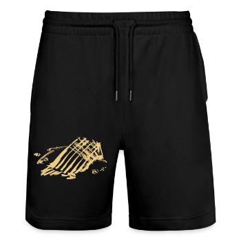 Abstrakt - Stanley/Stella Unisex Bio Joggingshorts Trainer  - Schwarz - Vorne - Nik (191cm) & Marisol (170cm)