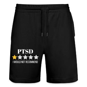 Vivid Abstract Ocean Wave Pattern - Stanley/Stella Trainer Unisex Organic Jogging Shorts - black - Front - Nik (191cm) & Marisol (170cm)