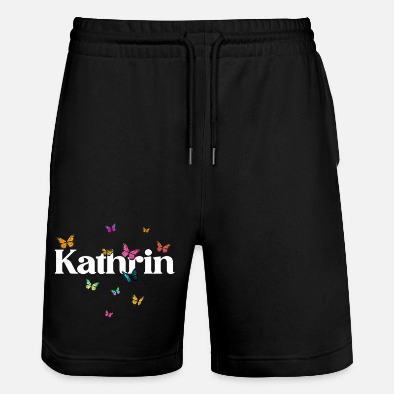 Schöner Mädchenname mit Schmetterlingen KATHRIN - Stanley/Stella Unisex Bio Joggingshorts Trainer - Schwarz