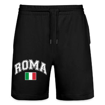 Rome Roma Rome Italy flag - Stanley/Stella Trainer Unisex Organic Jogging Shorts - black - Front - Nik (191cm) & Marisol (170cm)