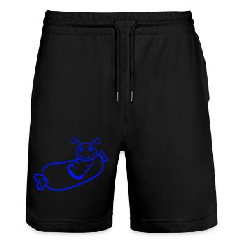 trou de chenille saucisse saucisses grill faim manger - Short de jogging bio TRAINER Stanley/Stella unisexe - noir - Devant - Nik (191cm) & Marisol (170cm)