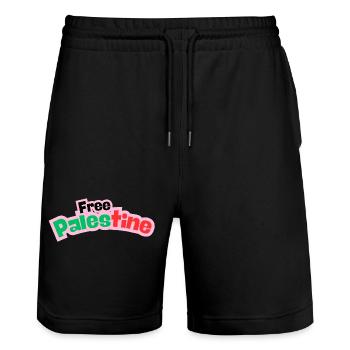 Palestine Design - Stanley/Stella Trainer Unisex Organic Jogging Shorts - black - Front - Nik (191cm) & Marisol (170cm)