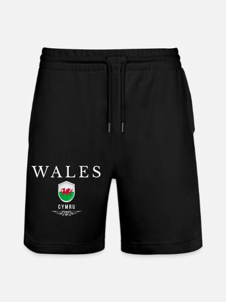 Wales, sleek, minimalist design - Stanley/Stella Trainer Unisex Organic Jogging Shorts - black