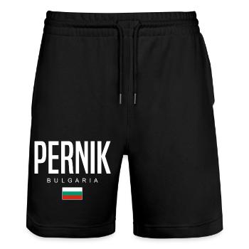 Pernik Bulgaria - Stanley/Stella Trainer Unisex Organic Jogging Shorts - black - Front - Nik (191cm) & Marisol (170cm)