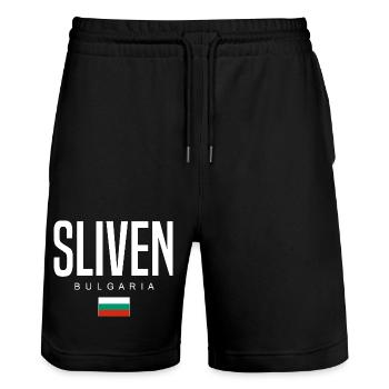 Sliven Bulgaria - Stanley/Stella Trainer Unisex Organic Jogging Shorts - black - Front - Nik (191cm) & Marisol (170cm)