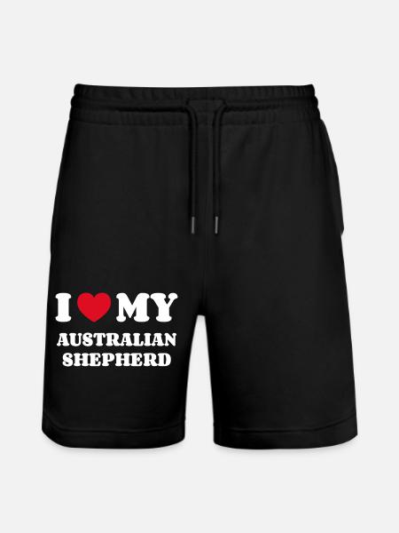 I Love my AUSTRALIAN SHEPHERD - Stanley/Stella Trainer Unisex Organic Jogging Shorts - black