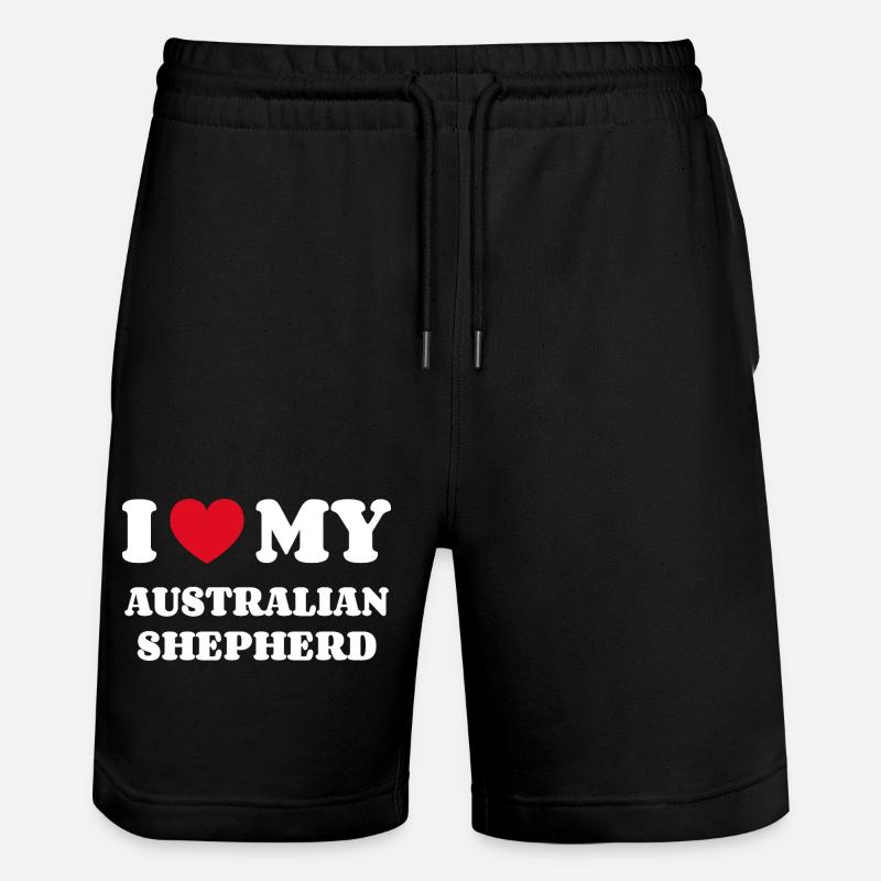 I Love my AUSTRALIAN SHEPHERD - Stanley/Stella Trainer Unisex Organic Jogging Shorts - black