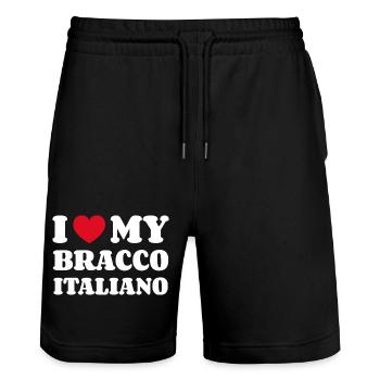 I Love My Bracco Italiano - Stanley/Stella Trainer Unisex Organic Jogging Shorts - black - Front - Nik (191cm) & Marisol (170cm)