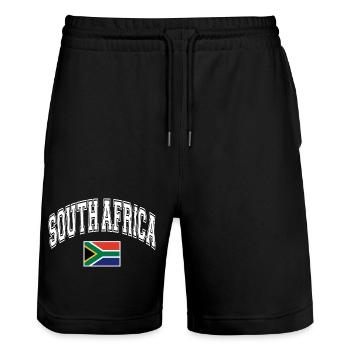 Südafrika South Africa Flagge - Stanley/Stella Unisex Bio Joggingshorts Trainer  - Schwarz - Vorne - Nik (191cm) & Marisol (170cm)