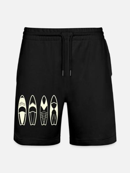 Minimalistische abstrakte Surfbretter - Stanley/Stella Unisex Bio Joggingshorts Trainer  - Schwarz