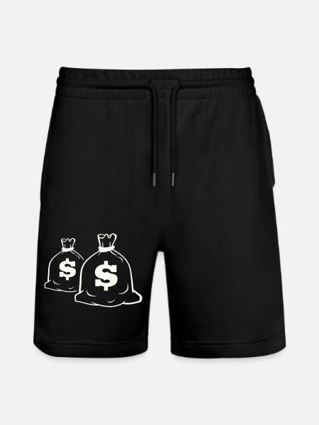 Money Bag Motif Design - Stanley/Stella Trainer Unisex Organic Jogging Shorts - black