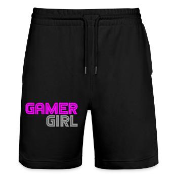 Gamer Girl - Computer - PC - Zocken - Stanley/Stella Unisex Bio Joggingshorts Trainer  - Schwarz - Vorne - Nik (191cm) & Marisol (170cm)