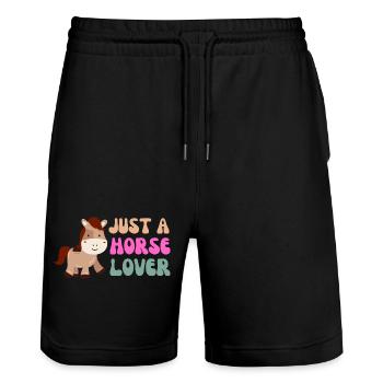 Whimsical Horse Lover Illustration - Stanley/Stella Trainer Unisex Organic Jogging Shorts - black - Front - Nik (191cm) & Marisol (170cm)
