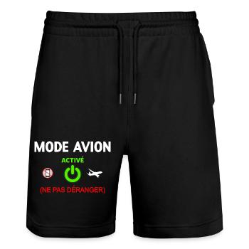 Design Fashion Airplane Activation Fun - Stanley/Stella Trainer Unisex Organic Jogging Shorts - black - Front - Nik (191cm) & Marisol (170cm)