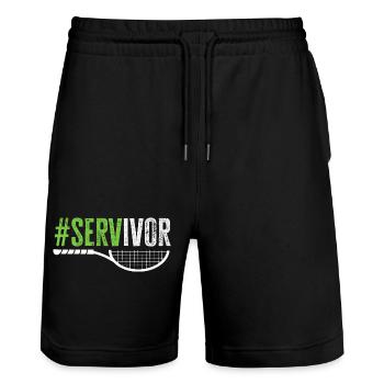 Tennis Player Servivor Lover Fun - Stanley/Stella Trainer Unisex Organic Jogging Shorts - black - Front - Nik (191cm) & Marisol (170cm)