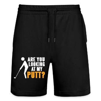 Funny Bogey Every Hole Threw Putter in Pond - Stanley/Stella Unisex Bio Joggingshorts Trainer  - Schwarz - Vorne - Nik (191cm) & Marisol (170cm)