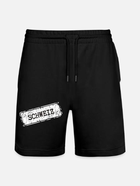 Switzerland Stamp Design - Stanley/Stella Trainer Unisex Organic Jogging Shorts - black