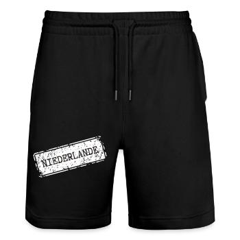 Niederlande Reise-Motiv in Vintage-Optik - Stanley/Stella Unisex Bio Joggingshorts Trainer  - Schwarz - Vorne - Nik (191cm) & Marisol (170cm)