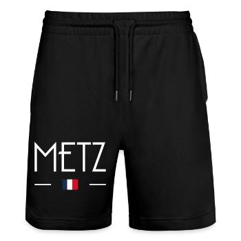 Metz - Short de jogging bio TRAINER Stanley/Stella unisexe - noir - Devant - Nik (191cm) & Marisol (170cm)