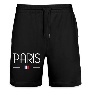 Paris - Stanley/Stella Trainer Unisex Organic Jogging Shorts - black - Front - Nik (191cm) & Marisol (170cm)