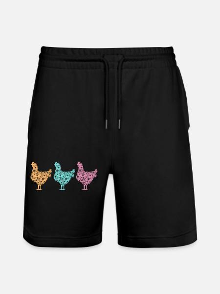 Pastel Chickens Silhouettes Pattern - Stanley/Stella Trainer Unisex Organic Jogging Shorts - black