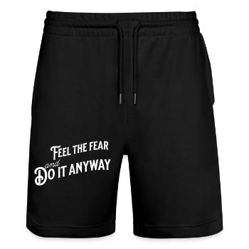 Motivierendes Zitat im weißen Retro-Stil - Stanley/Stella Unisex Bio Joggingshorts Trainer  - Schwarz - Vorne - Nik (191cm) & Marisol (170cm)