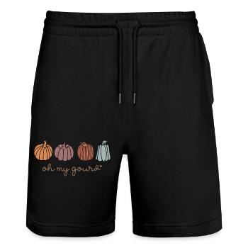 Conception de motif de citrouille pour la tenue d’automne - Short de jogging bio TRAINER Stanley/Stella unisexe - noir - Devant - Nik (191cm) & Marisol (170cm)