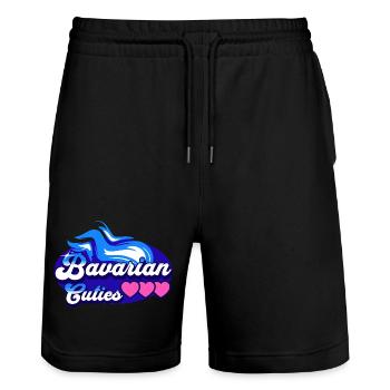 Cute Bavarian girls - Stanley/Stella Trainer Unisex Organic Jogging Shorts - black - Front - Nik (191cm) & Marisol (170cm)