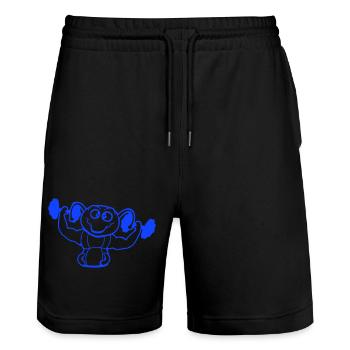 Raupe Bodybuilder Muskelaufbau Stark Fitness Gym - Stanley/Stella Unisex Bio Joggingshorts Trainer  - Schwarz - Vorne - Nik (191cm) & Marisol (170cm)