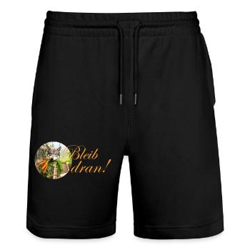Keep at it, don't give up, hang in there, dog, husky - Stanley/Stella Trainer Unisex Organic Jogging Shorts - black - Front - Nik (191cm) & Marisol (170cm)