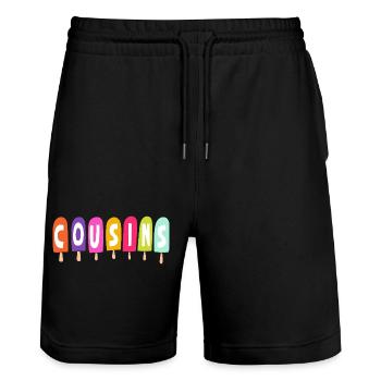Cousins – Popsicles - Short de jogging bio TRAINER Stanley/Stella unisexe - noir - Devant - Nik (191cm) & Marisol (170cm)