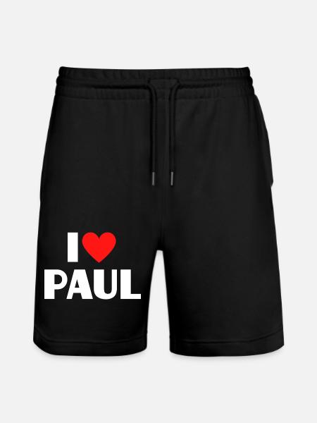 Jeg elsker Paul Red Heart Romantic Name Fan - Stanley/Stella Trainer økologiske unisex joggingshorts - sort