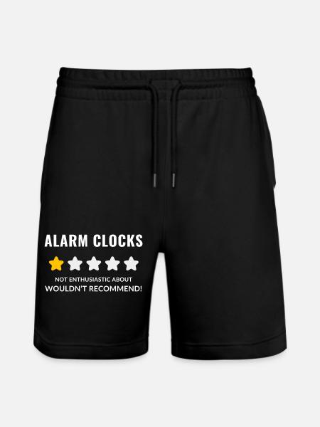 No Nonsense Alarm Clock Illustration - Stanley/Stella Trainer Unisex Organic Jogging Shorts - black