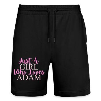 Conception typographique inspirante Girl Power - Short de jogging bio TRAINER Stanley/Stella unisexe - noir - Devant - Nik (191cm) & Marisol (170cm)