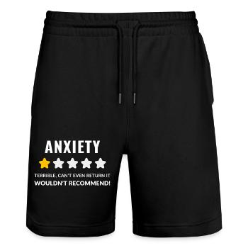 Expressive Anxiety Awareness Design - Stanley/Stella Trainer Unisex Organic Jogging Shorts - black - Front - Nik (191cm) & Marisol (170cm)