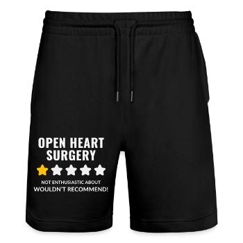 Minimalist Open Heart Surgery Illustration - Stanley/Stella Trainer Unisex Organic Jogging Shorts - black - Front - Nik (191cm) & Marisol (170cm)
