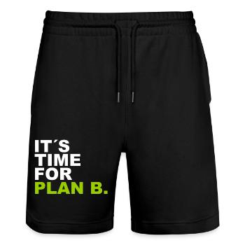 It´s Time for Plan B. - Stanley/Stella Unisex Bio Joggingshorts Trainer  - Schwarz - Vorne - Nik (191cm) & Marisol (170cm)